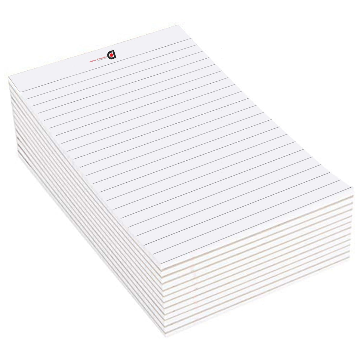 Wide Ruled 5 X 8 Inch 50-Sheet Lined Writing Note Pad For Everyday Use (White) Pack Of 12