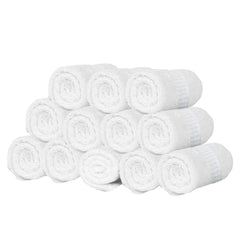 Kuber Industries Cotton Face Towel 400 Gsm Large Size | Multiuses Dot Printed Soft Cotton Face Towel (White)- Pack Of 12