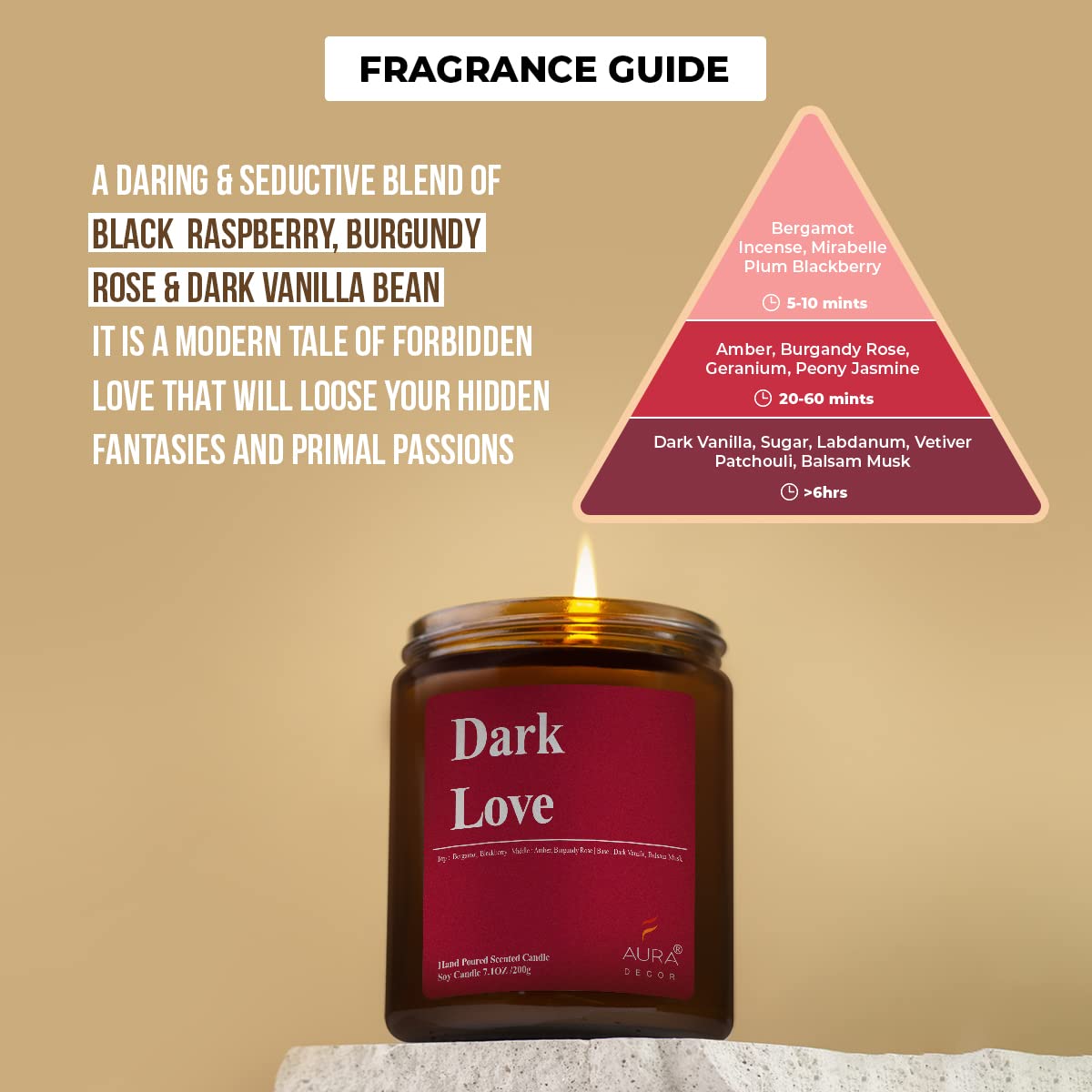 DARK LOVE EXTRA LARGE SOY WAX AMBER JAR CANDLE | BURNING TIME UPTO 30 HOURS