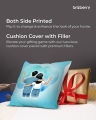 Premium Pillow Cushion For Best Brother, Sky-Blue & White - 16 Inch | Unique Thoughtful Cute Birthday Pillow Gift For Brother | Raksha Bandhan, Bhaidooj | With Filler Cushion - Design 22