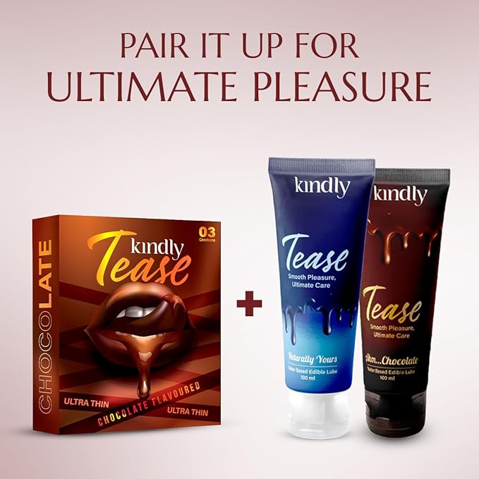 Kindly Tease Ultra Thin Chocolate Condoms For Men, Pack Of 3 - Paraben Free, Safe & Comfortable