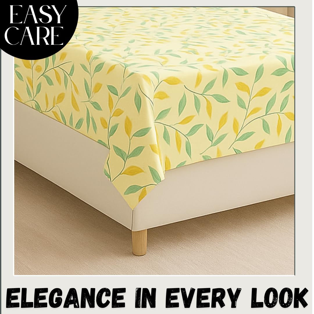 Single Bedsheet With 1 Pillow Cover - Size 90 X 60 Inches, Beige | Soft Touch Cotton Fabric-Comfortable & Durable | Elegant Printed Bedding Set For Daily Use
