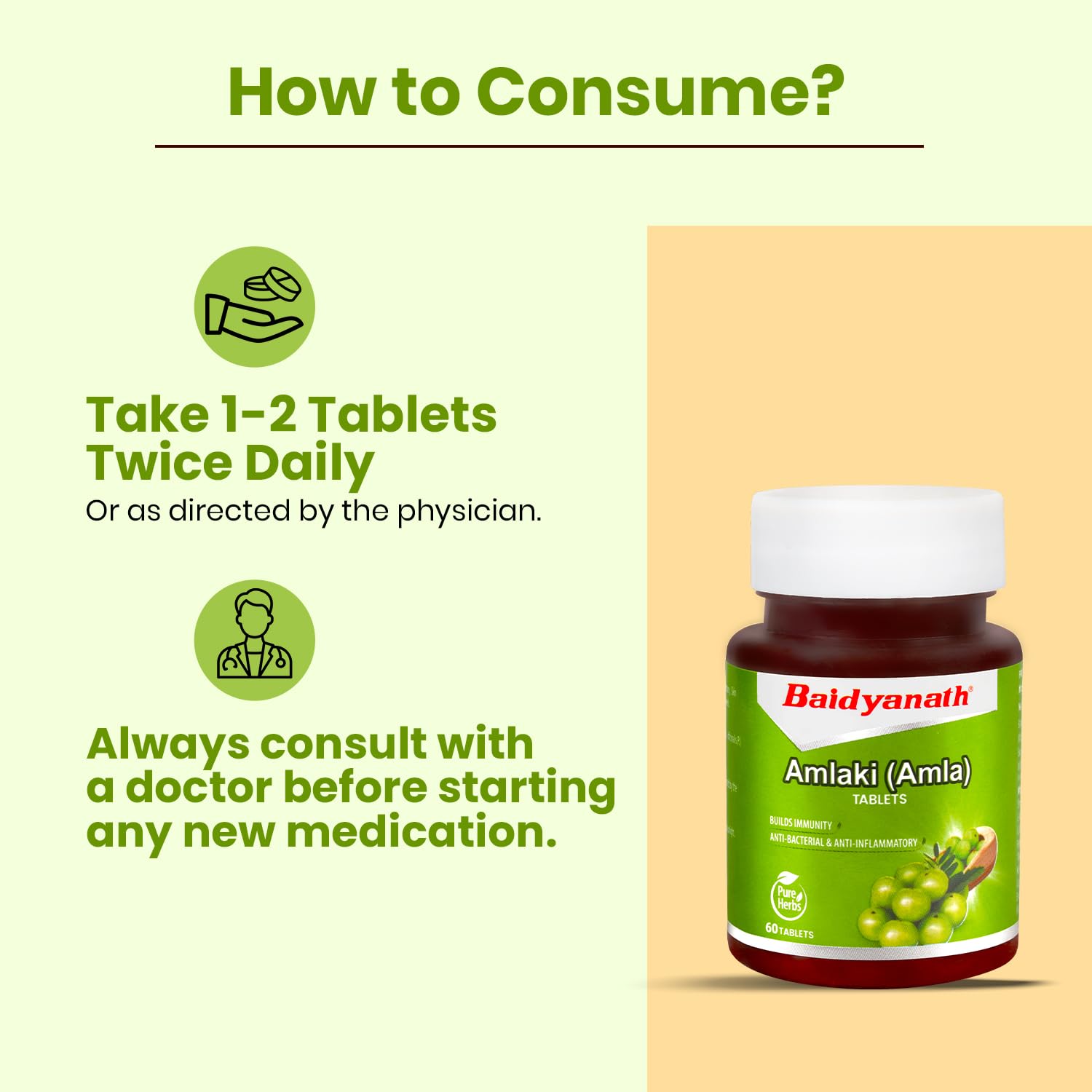 Baidyanath Amlaki Amla Natural Health Booster For Enhanced Hair, Skin, Digestive Health, Metabolism Support & Sugar Level Management | 60 Tablets , 100gm 0.2lbs Each Pack Of 2