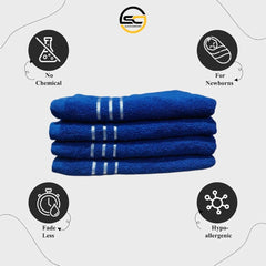 100% Cotton Hand Towel 800 Gsm | Ultra Absorbent & Anti-Bacterial Super Soft Gym & Workout Towels (Blue) - 4 Piece