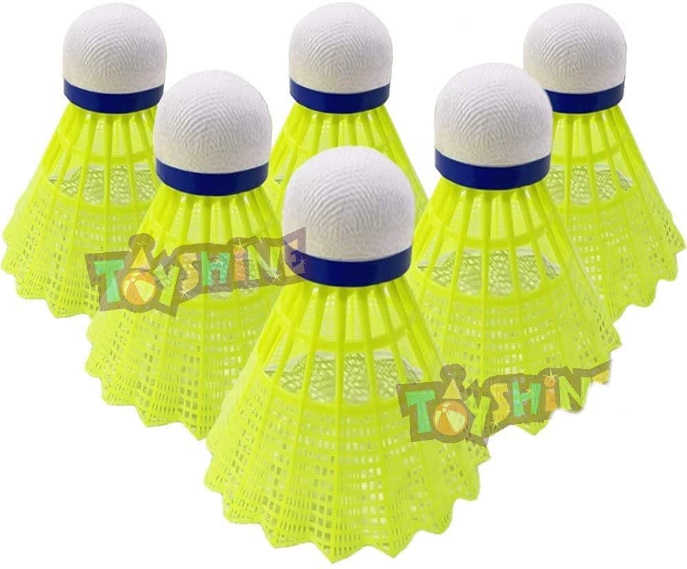Toyshine Multicolor Nylon Stable And Sturdy Badminton Shuttlecocks | Yellow , Pack Of 6