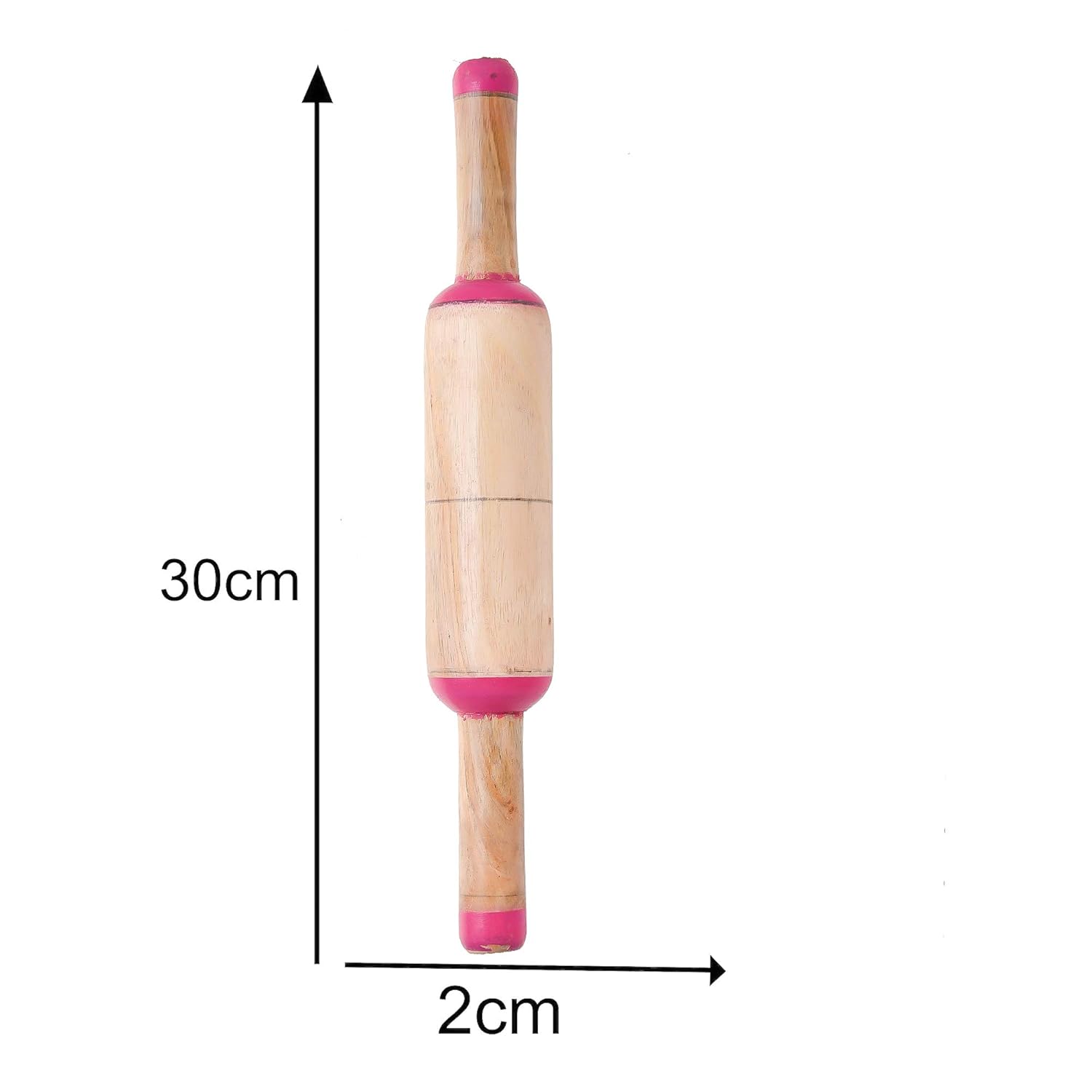 Pink Wooden Chakla With Belan - Roti Maker Or Rolling Board With Wooden Rolling Pin, 9 Inch