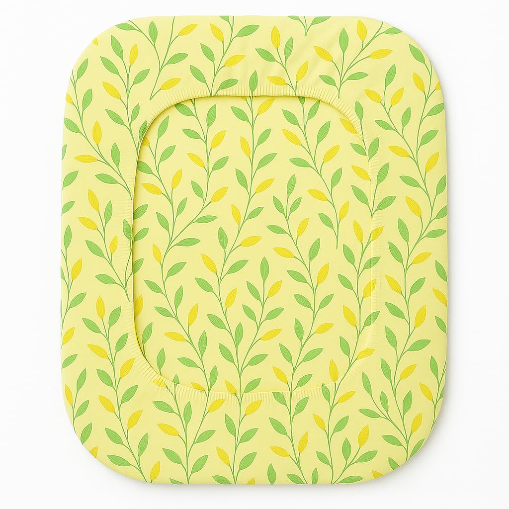 Premium Cotton Single Bedsheets With 1 Pillow Covers - 72x36+6 Inches, Beige | Printed Leaf Single Super Soft Breathable & Wrinkle Free