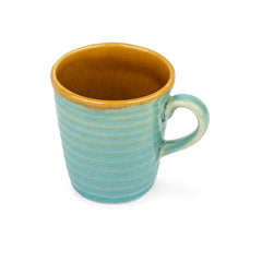 Ceramic Artisanal Coffee Cup Set Of 4 - 290ml Each, Turquoise Blue | Medium Cup With Glossy Finish - Stoneware Coffee Cup Set | Ceramic Everyday Cup - Microwave Safe & Dishwasher Safe