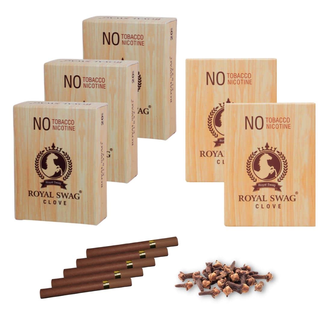 Royal Swag Ayurvedic Herbal Cigarette Clove Flavoured 100 Sticks 100% No Nicotine & No Tobacco - Smoking Cessation Non Addictive | Pack Of 100