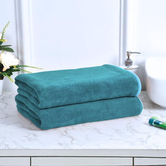Black Gold The Finer Touch Premium Microfiber Bath Towels 800 Gsm | Lightweight Ultra-Soft Fade Resistant (Peacock Green) - 2 Pcs