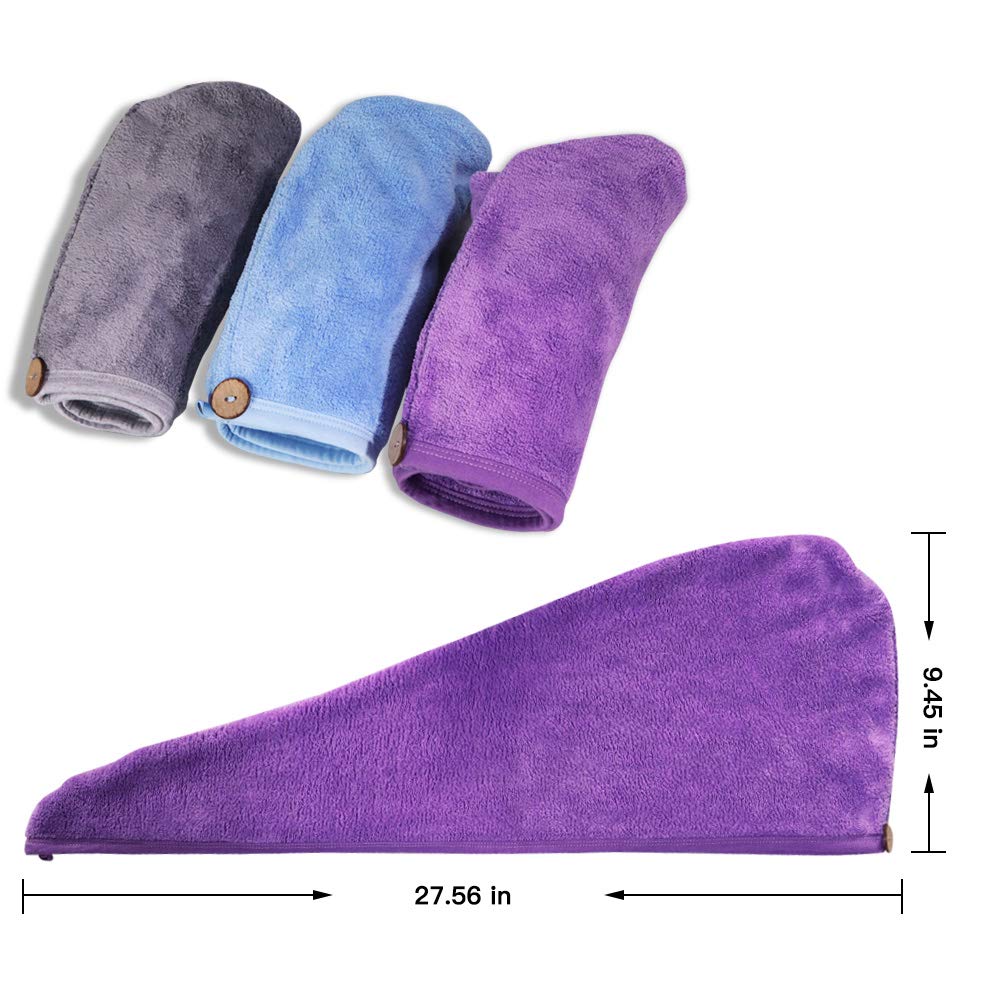 Hwashin Microfiber Hair Towel Wrap 260 Gsm | For Women, Anti Frizz Absorbent Bath Shower Hair Turbans, Quick Dry Soft Hair Hat For Drying Curly (Multicolor)- Pack Of 3