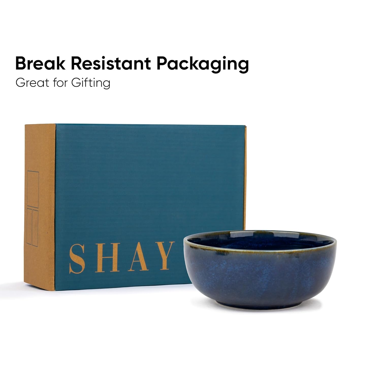 Ceramic Medium Bowl Set Of 2 Pieces - 18cm, Blue Green Reactive, 1000ml Each | Glossy Finish Stoneware Ceramic Serving Bowls | Ceramic Bowl - Pasta Serving Bowl | Microwave Safe
