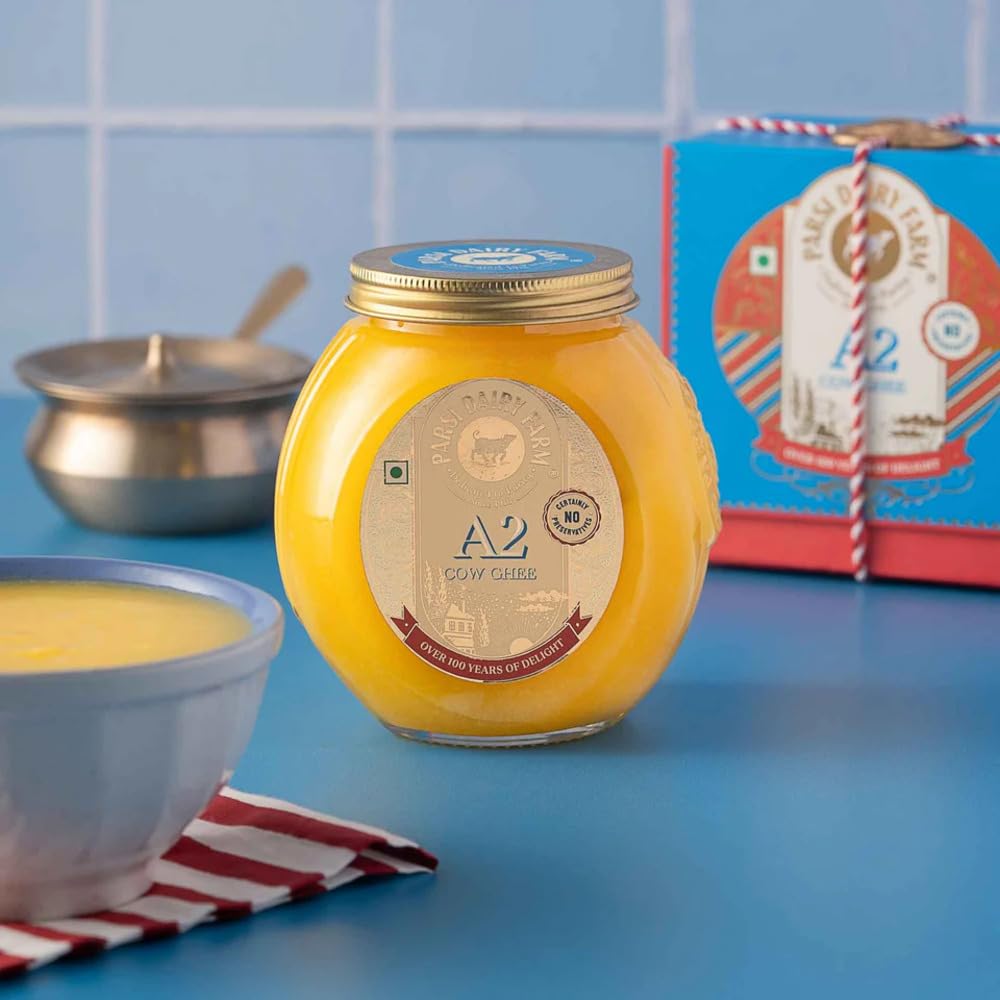 100% Natural A2 Desi Gir Cow Ghee By Parsi Dairy Farm | Rich In Vitamin A, D, E & K Healthy Desi Ghee Perfect For Cooking, Baking | (500ml) 16.9 Ounce | Jar Pack
