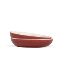 Ceramic Pasta Bowl Set Of 2 Pcs, 22cm - Burgundy Outside, 300ml Each | Stoneware Ceramic Serving Bowls With Glossy Finish | Pasta Plate - Deep Plate | Ceramic Bowl - Pasta Serving Plate