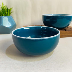 Retro Green Hand Painted Ceramic Dinner Set Of 20 Pieces With Serving Bowls | 6 Dinner Plates + 6 Side Plates+ 6 Katori Bowls, 180ml Each + 2 Serving Bowls, 800ml Each | Serving For 6
