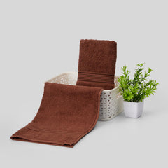 Kopa Quick Dry 100% Cotton Soft Terry Hand Towel 380 Gsm | Quick Dry 100% Cotton Super Absorbent, Lightweight (D'Ross) Hand Towel (Brown)- Pack Of 2