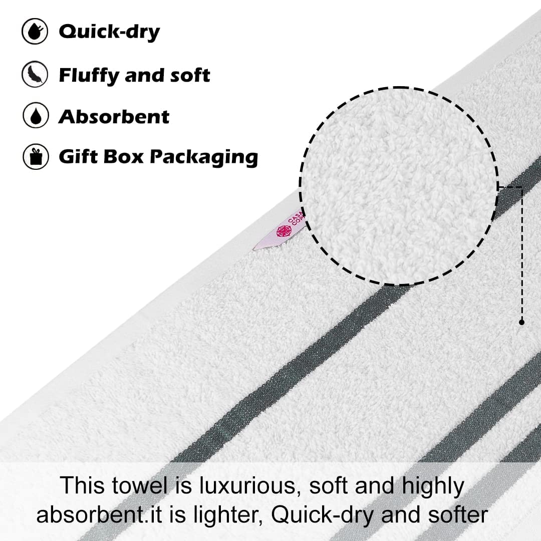 Casa Copenhagen Egyptian Cotton Exotic 1 Pcs Large Bath Towel 520 Gsm (Bright White)