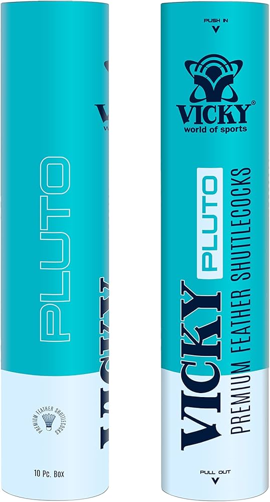 Vicky Pluto Premium Feather Shuttlecock , Ideal For Friendly Matches | White , Pack Of 10