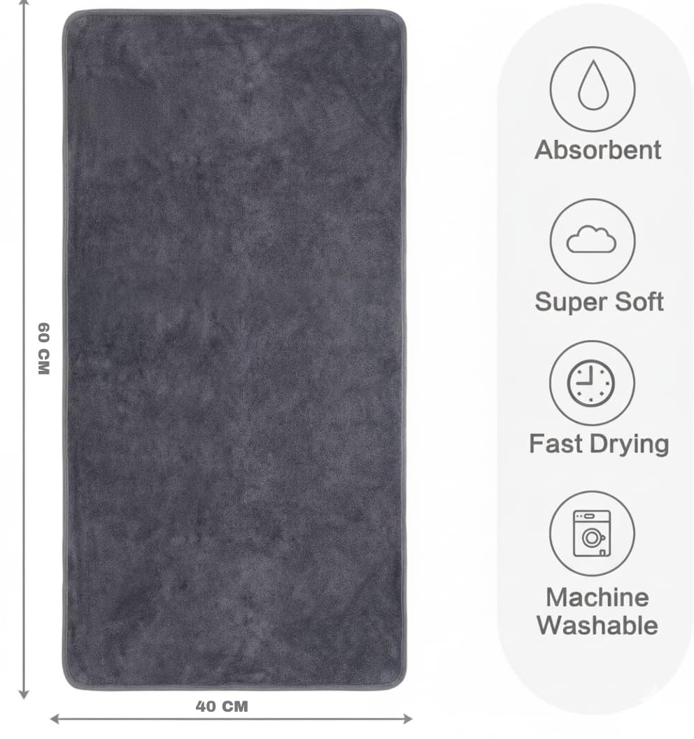 Microfiber Hand Towels 300 Gsm | Soft & Absorbent Face Towels For Bath, Spa, Gym (Gray) - Pack Of 2