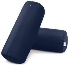 Microfiber Bolster Pillow For Bed & Sofa, Navy Blue - 10 X 25 Inches | Diwan, Round Side Pillow, Light, Soft & Fluffy For Neck & Back Support | Washable, Velvet Cover With Zip - 2 Piece
