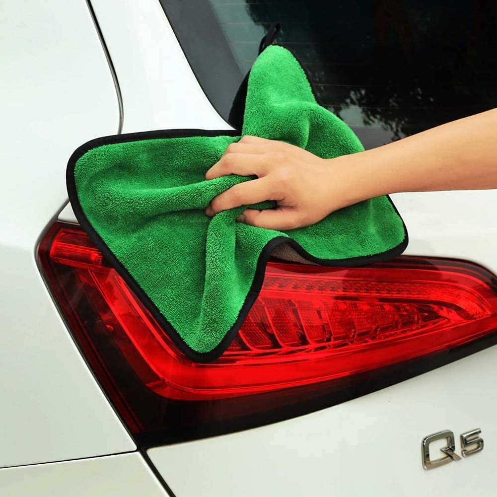 Auto Hub Heavy Microfiber Cloth For Car Cleaning & Detailing, Double Sided, Extra Thick Plush Microfiber Towel Lint-Free, 800 Gsm | Pack Of 4 (Green)