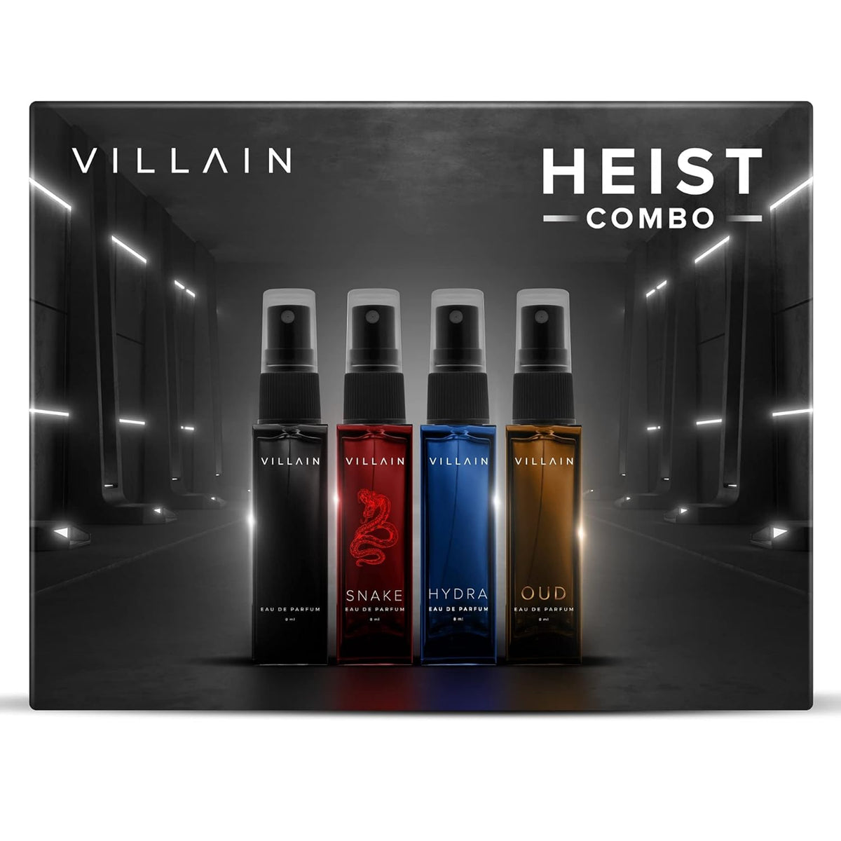 Villain Heist Combo Premium Perfume Gift Set - 4x 0.27 Fl.oz. | Luxury Gift Kit For Men