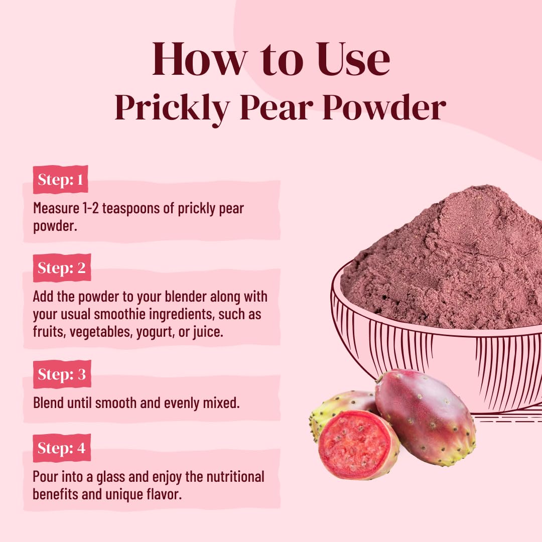 Nature's Fuel Prickly Pear Powder Pure Natural Real Fruit Powders Weight Management Immunity Health Superfood Post Workout Recovery Hemoglobin Booster | 300gm 0.66lbs