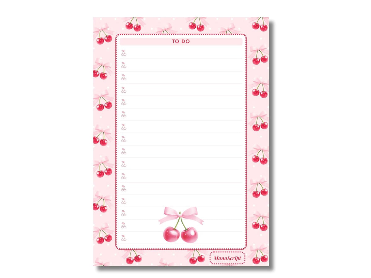 A5 Notes/To Do List Notepad, Beautiful Daily Checklist Pad, Tear-Off Sheets (Cherry) Pack Of 1