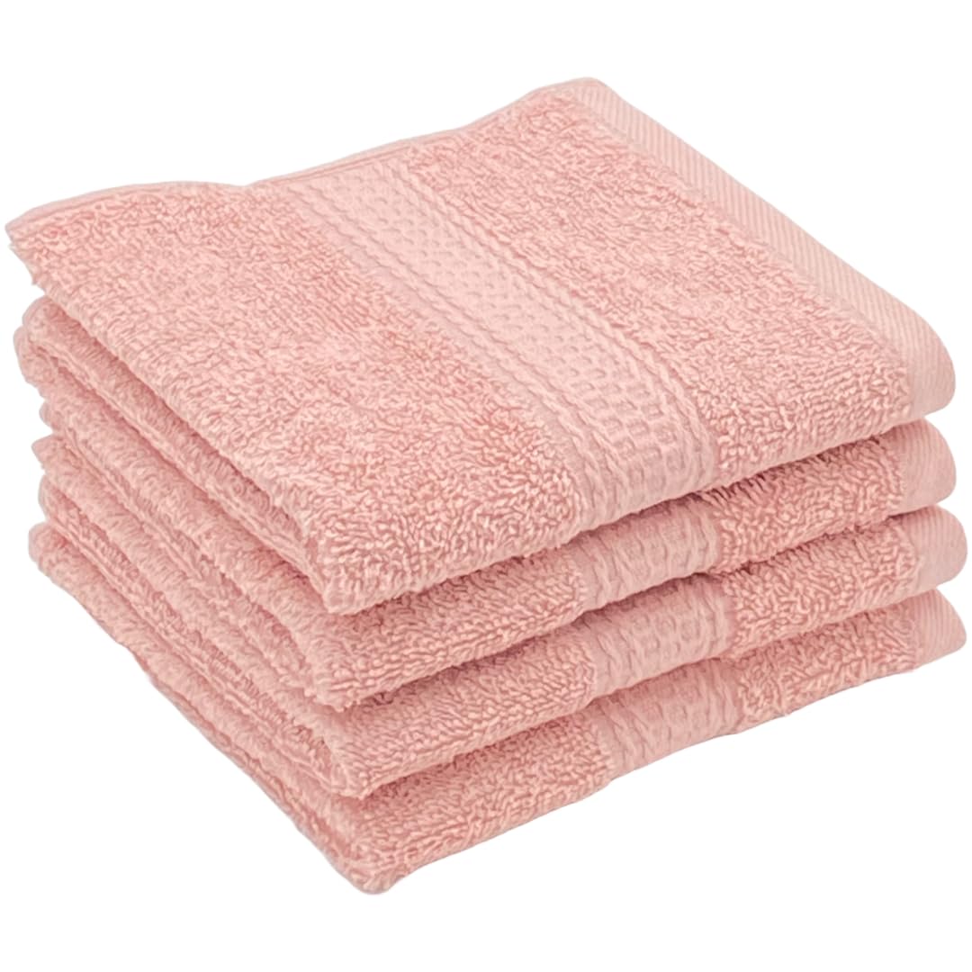 Patpug 100% Indian Ultra Soft Cotton Face Towel 500 Gsm | Napkin, Baby Face Towel, For Facewash, Gym, Travel, Hanky (Baby Pink) | Pack Of 4