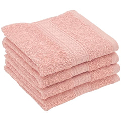 Patpug 100% Indian Ultra Soft Cotton Face Towel 500 Gsm | Napkin, Baby Face Towel, For Facewash, Gym, Travel, Hanky (Baby Pink) | Pack Of 4