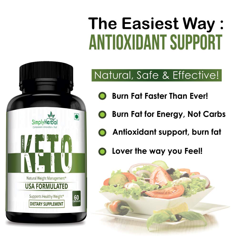 Simply Herbal Keto Weight Management Supplement 800mg With Green Tea, Coffee, Garcinia Cambogia Extract Support Metabolism, Appetite Suppression | 60 Capsules 100gm 0.2lbs