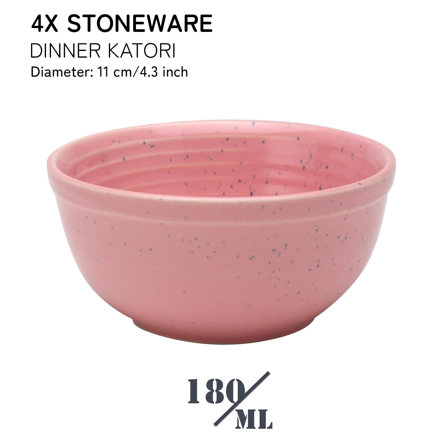 Reactive Hand Glazed Ceramic Serving Small Bowl Set Of 4 - 180ml Each, Blush Pink | Microwave & Dishware Safe - Serving Katori Set