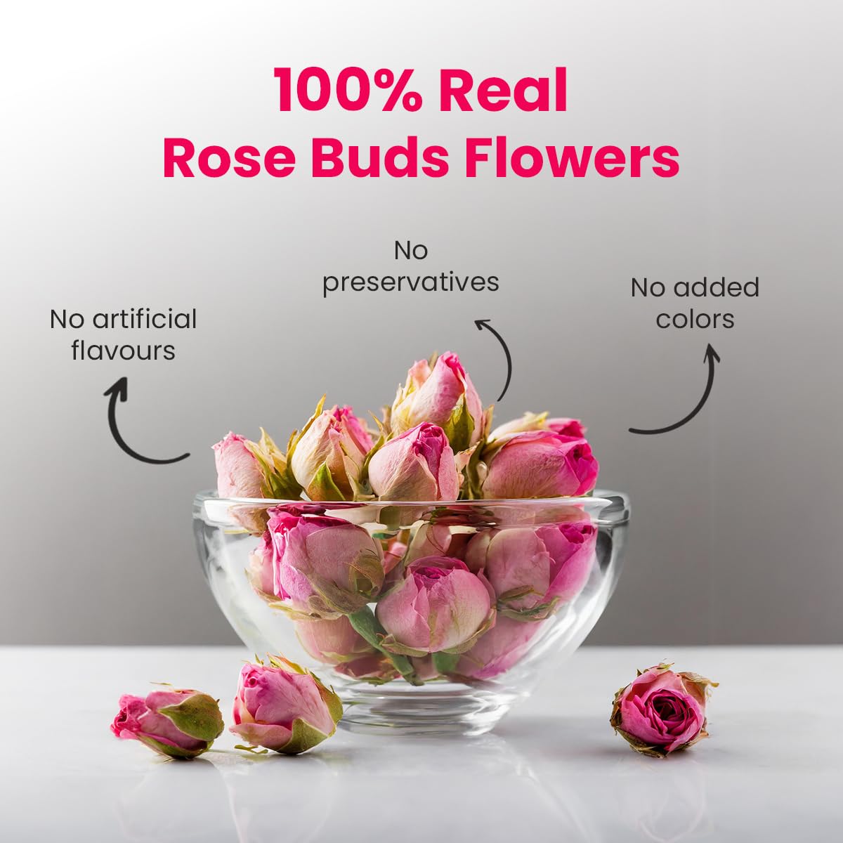 Blue Tea Caffeine Free Rose Buds Flower Herbal Tea - Pack Of 2 X 30gm Pet Jar, 1.05 Ounce Each, 60 Cups | Non-GMO, Flower Based Detox Tea - Gluten Free | Beautiful Hair & Skin