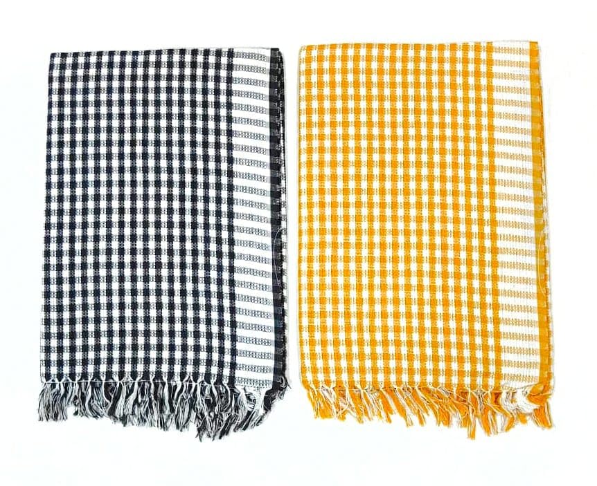 Bombay Dyeing Rimzim 100% Cotton Printed Soft & Slick Quick Drying Bath Towels 500 Gsm (Yellow & Black) - 2 Pcs