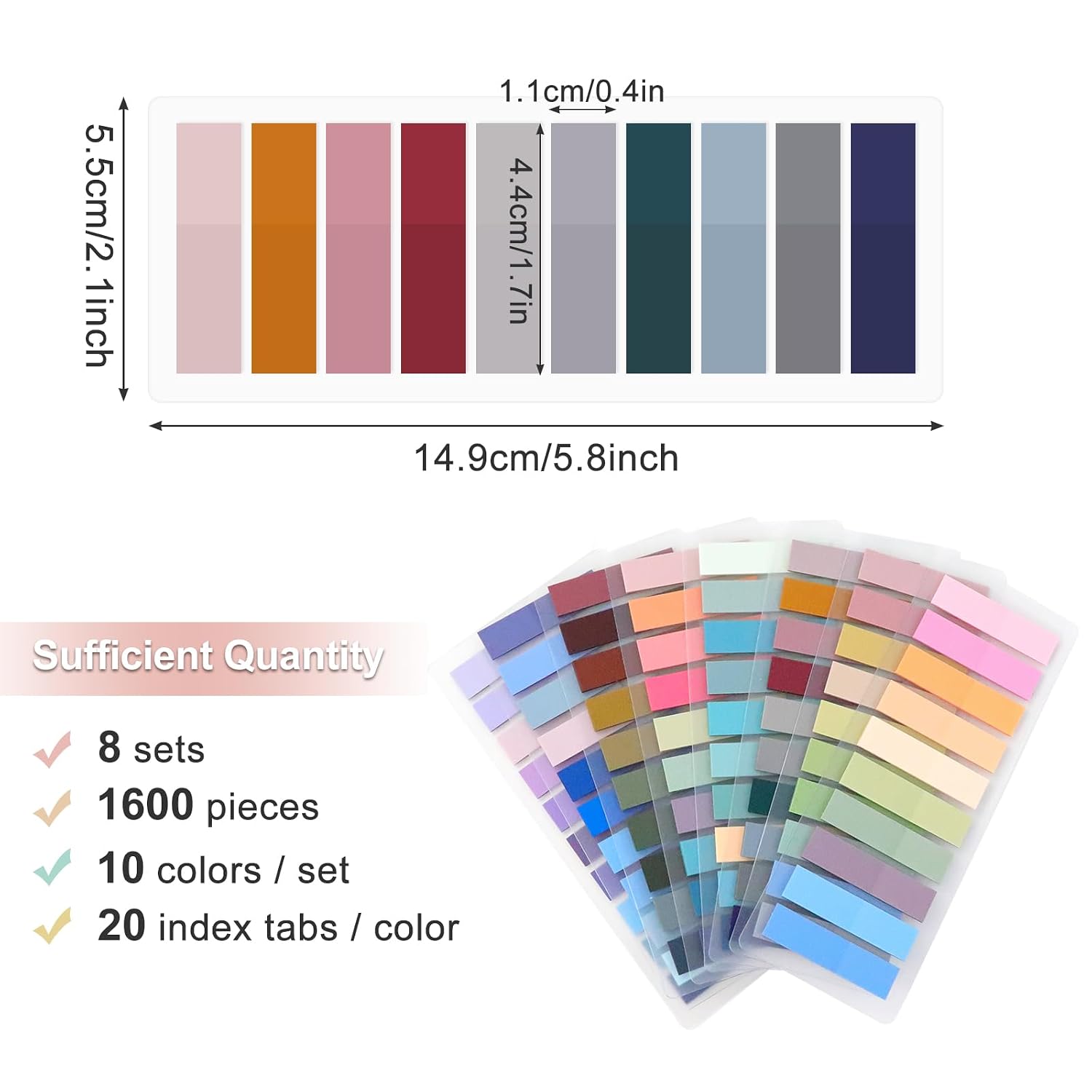 Sticky Notes, Waterproof, Transparent, Removable Adhesive Sticky Notes, Multicolor - 1600 Pcs