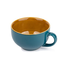 Large Ceramic Coffee Cup Set Of 2 - Teal Green, 350ml Each | Cappuccino Cup With Glossy Finish - Large Ceramic Coffee Cup | Premium Stoneware Coffee Cup - Microwave Safe, XL Cuppa