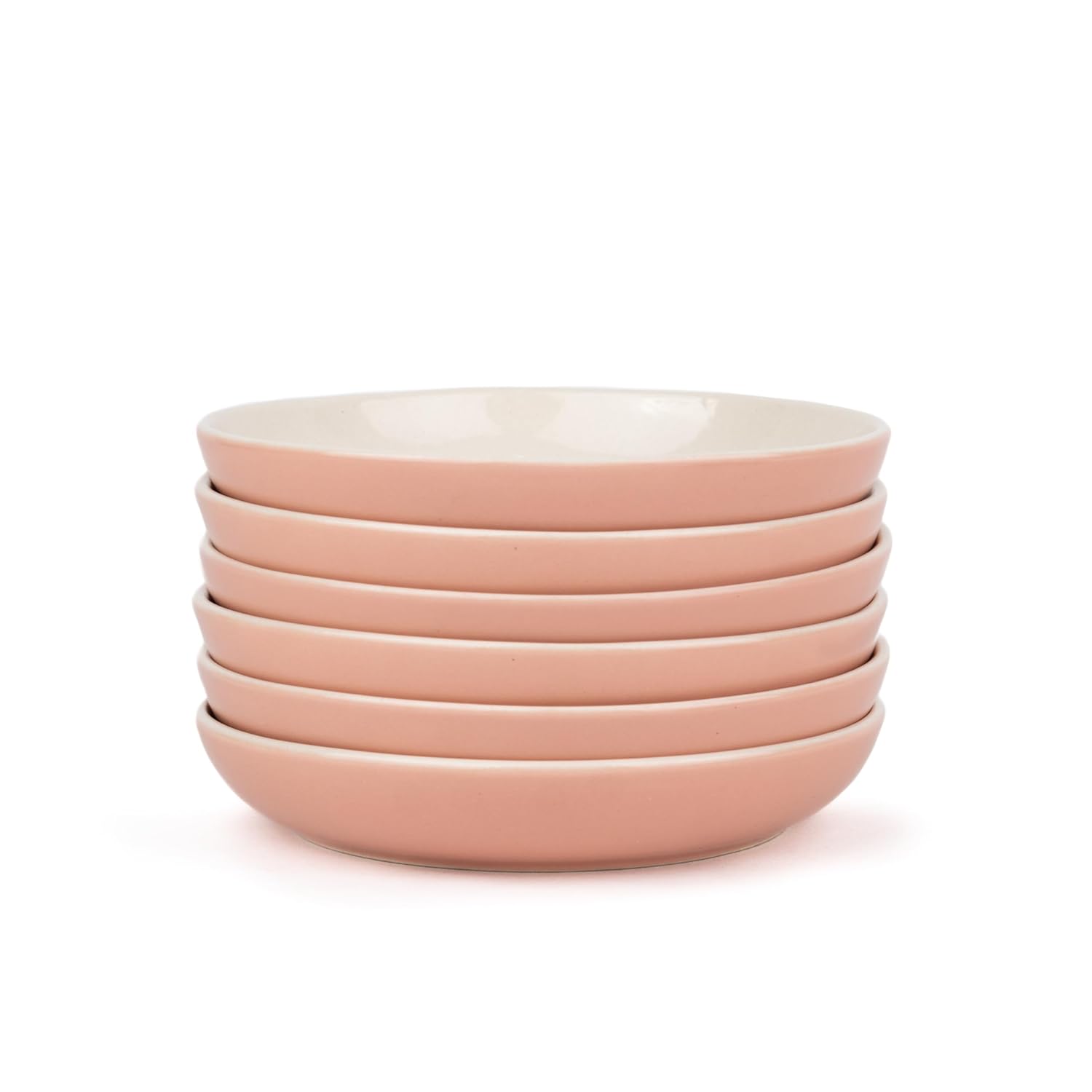 Snack Plates Set Of 6, Pink Slow Series | Snacks Plates Set - Dessert Plates | Small Plates With Glossy Finish - Deep Snack Plates | Microwave Safe & Chip Resistant