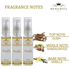 Menjewell Oudh Perfume Gift Set Eau De Parfum 10ml 0.3 Fl.oz. Each Pack Of 3 | Men Fragrances