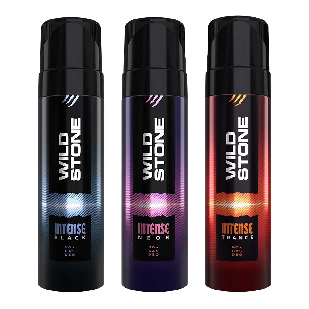 Wild Stone Intense Black, Neon & Trance No Gas Body Spray Deodorants360ml 12.1 Fl.oz. | Perfect For Men Gift Set