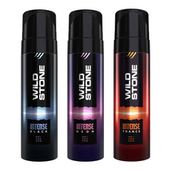 Wild Stone Intense Black, Neon & Trance No Gas Body Spray Deodorants360ml 12.1 Fl.oz. | Perfect For Men Gift Set