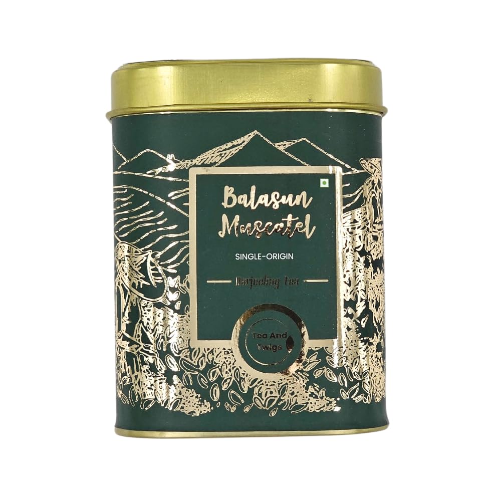 Tea And Twigs Balasun Muscatel Darjeeling Tea - 100gm, 3.5 Ounce | Rich In Antioxidants, Refreshing Flavor - Low Caffeine, No Artificial Colors, Gluten Free