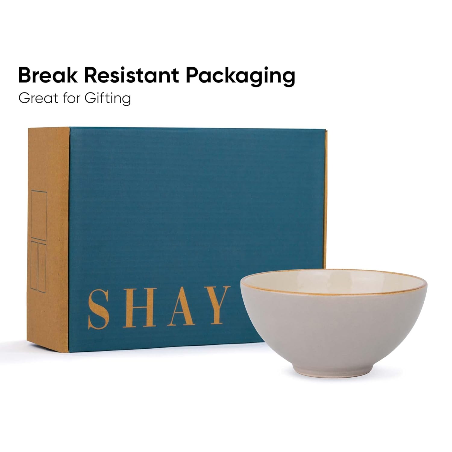 Ceramic Cereal Bowl Set Of 2 Pieces - 15cm, Grey Ivory, 600ml Each | Glossy Finish - Stoneware Ceramic Serving Bowls | Cereal Bowl - Maggi Bowl - Ceramic Bowl | Microwave Safe