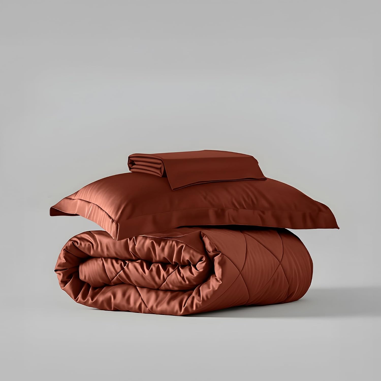 Single Bedsheet + Comforter With 1 Pillow Covers - 60 X 90 Inches, Brown | Ideal For Gift Special Occasions | Perfect Romantic Bedsheet For Couples