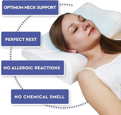 Contour Cool Gel Memory Foam Cervical Pillow, Neck Support Pillow, Sky-Blue | Ergonomic Cervical Pillow For Spondylitis Neck & Shoulder Pain | Orthopedic Memory Foam Pillow For Sleeping
