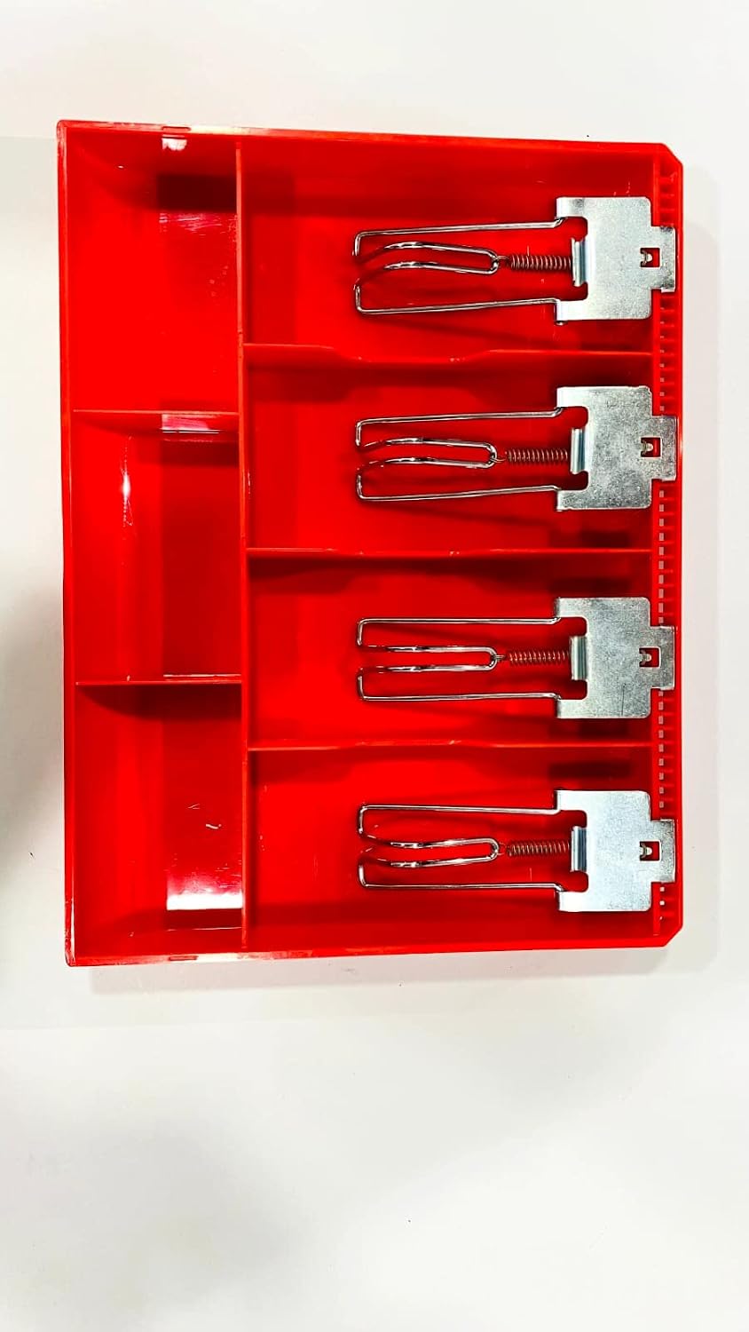 Abs Plastic Cash Drawer, 4 Cash & 3 Coin Organizer For Supermarket | Metal Clip, 7 Slot, 32.2 X 3.5 X 24.5 Cm, Colour - Red, Special Feature - Portable
