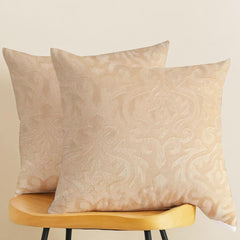 Microfiber Square Pillow Cushion For Sofa & Bed, Beige - 24 X 24 Inch | Soft, Fluffy For Comfort & Back Support | Breathable, Washable | Premium Velvet Outer Cover With Zip - Set Of 3