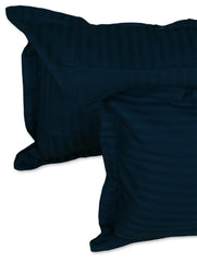 Satin Stripes King Size Cotton Bedsheet With 2 Pillow Covers - 108 X 108 Inches, Royal Blue | Perfect For Home Decor, Guest House | Ideal For All Seasons