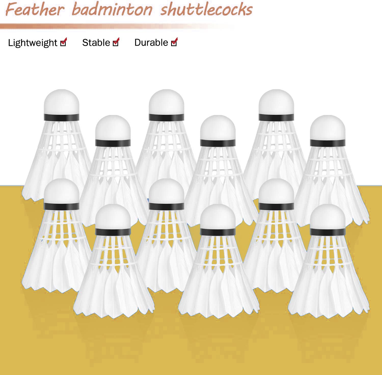 Timing king Badminton Feather Shuttlecock Gold Series For Practice & Tournaments | White , Pack Of 10