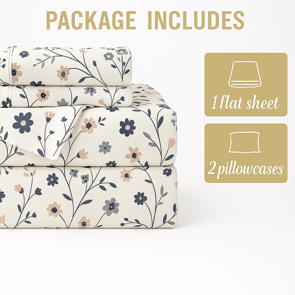 Double Bed Bedsheet With Pillow Covers Soft & Breathable Fabric | Floral Print Bedsheet Set - 90 X 100 Inch, White | Ideal For Daily Use & Gifting
