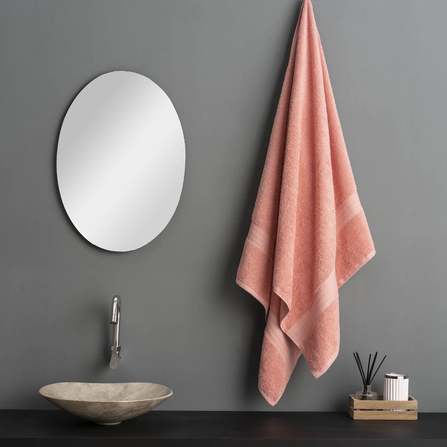 Ddecor Live Beautiful 100% Cotton Bath Towel 500 Gsm | Large Size Bath Towel Soft & Absorbent For Men & Women (Peach)